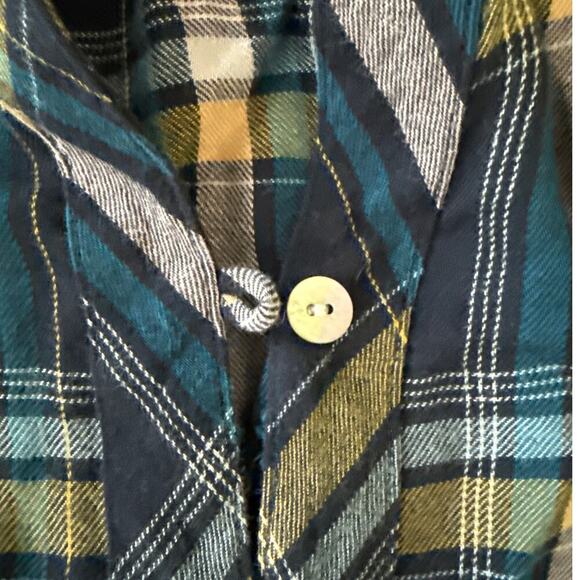 J. Jill Womens Button Up Plaid Top Large Cotton Modal Mother of Pearl Buttons - Picture 7 of 9